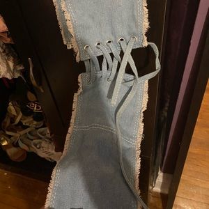 Guess denim tie crop top